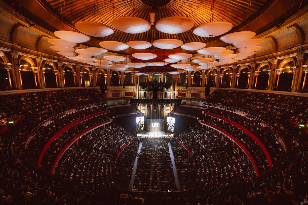 Royal Albert Hall auditorium and stage from the rear balcony